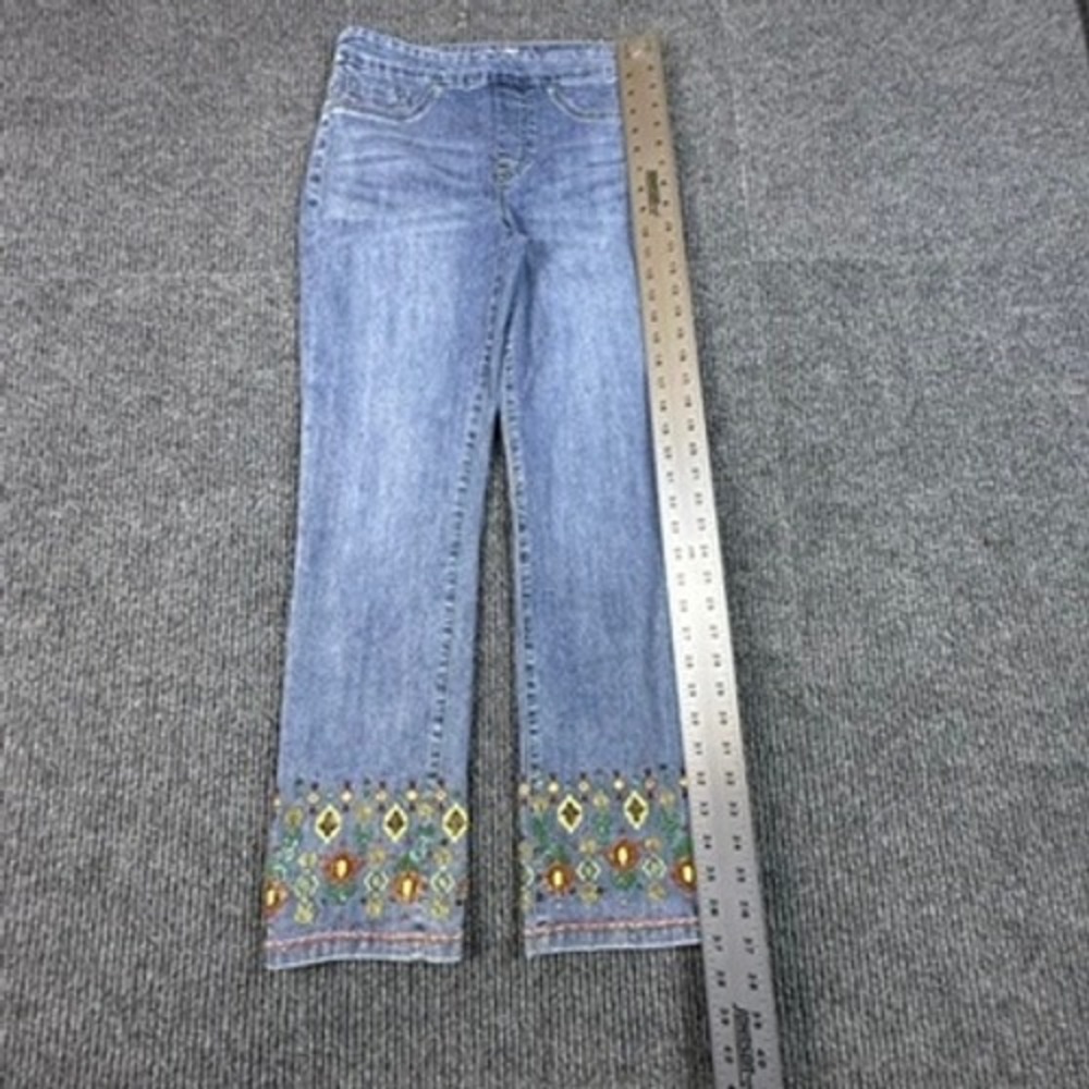 Tribal Jeans Womens Size 4 Medium Wash Beaded Embroidered Pull On Denim 5462A - Picture 6 of 14